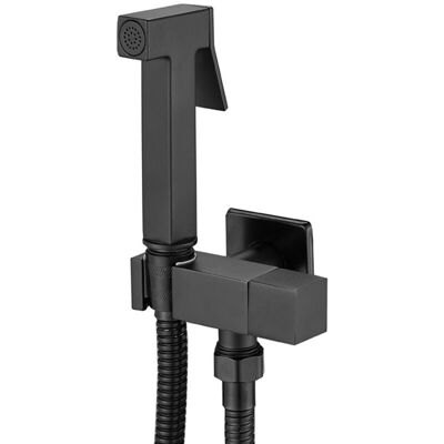 KZQ Kit Doccia A Parete Quadrato In Ottone Cromato Per Bidet, Nero - KZQ Kit Doccia A Parete Quadrato In Ottone Cromato Per Bidet, Nero -