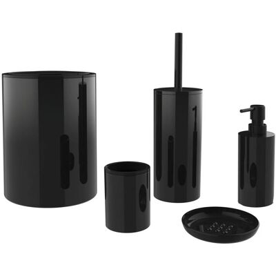 AQUASANIT Set Accessori Bagno 5 Pezzi Abs Nero – Serie Ruby AQUASANIT Set Accessori Bagno 5 Pezzi Abs Nero – Serie Ruby