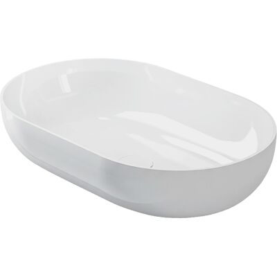 Bernstein - Lavabo Da Appoggio O-540 Di Colata Minerale (solid Stone) - Bianco Lucido - 54 X 34 X 10,5 Cm Senza Coperchio Supplementare Bernstein - Lavabo Da Appoggio O-540 Di Colata Minerale (solid Stone) - Bianco Lucido - 54 X 34 X 10,5 Cm Senza Coperchio Supplementare