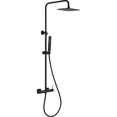 IMEX - Set Doccia Firenze Monocomando Acqua Calda E Fredda Soffione Quadrato Doccia A Pioggia Serie Firenze Colore Nero Opaco IMEX - Set Doccia Firenze Monocomando Acqua Calda E Fredda Soffione Quadrato Doccia A Pioggia Serie Firenze Colore Nero Opaco