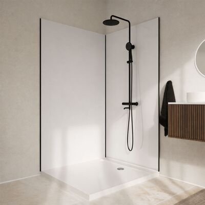 AURLANE Set Di 2 Pannelli Murali In Alluminio Bianco 120x210 Cm E Profili Neri - Wall'it AURLANE Set Di 2 Pannelli Murali In Alluminio Bianco 120x210 Cm E Profili Neri - Wall'it