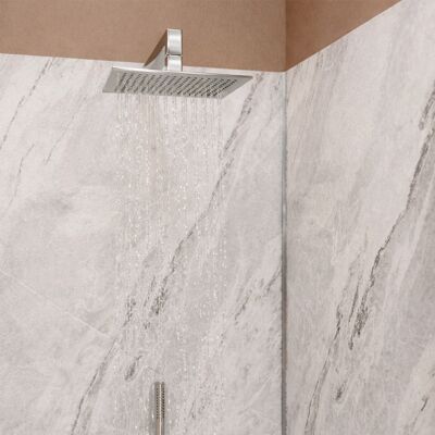 AURLANE Set Di 3 Pannelli Murali Effetto Pietra Artic Storm 90/120/90x250cm + Profili Cromati - Stone'it AURLANE Set Di 3 Pannelli Murali Effetto Pietra Artic Storm 90/120/90x250cm + Profili Cromati - Stone'it