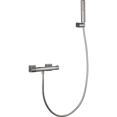 IMEX - Kit Doccia Firenze Termostatico Soffione Quadrato Rubinetteria Doccia Doccetta E Flessibile Serie Firenze Colore Nichel Spazzolato IMEX - Kit Doccia Firenze Termostatico Soffione Quadrato Rubinetteria Doccia Doccetta E Flessibile Serie Firenze Colore Nichel Spazzolato