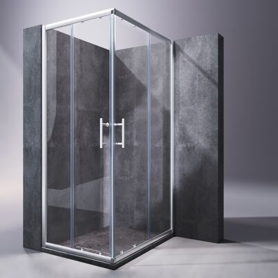 SONNI 800x700x1950mm Cabina Doccia Ingresso Angolare Doppia Porta Scorrevole Vero Vetro Schermo Doccia SONNI 800x700x1950mm Cabina Doccia Ingresso Angolare Doppia Porta Scorrevole Vero Vetro Schermo Doccia