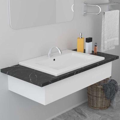 vidaXL Lavabo Incasso - Ceramica Bianca - 61x39.5x18.5 cm vidaXL Lavabo Incasso - Ceramica Bianca - 61x39.5x18.5 cm