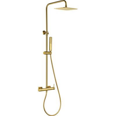 IMEX - Set Doccia Firenze Monocomando Acqua Calda E Fredda Soffione Quadrato Doccia A Pioggia Serie Firenze Colore Oro Spazzolato IMEX - Set Doccia Firenze Monocomando Acqua Calda E Fredda Soffione Quadrato Doccia A Pioggia Serie Firenze Colore Oro Spazzolato