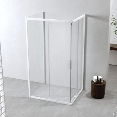 Elite Box Doccia 3 Lati 80x100x80 Cm H190 Scorrevole Profili Bianco Opaco Cristallo 6mm Trasparente Neat Elite Box Doccia 3 Lati 80x100x80 Cm H190 Scorrevole Profili Bianco Opaco Cristallo 6mm Trasparente Neat