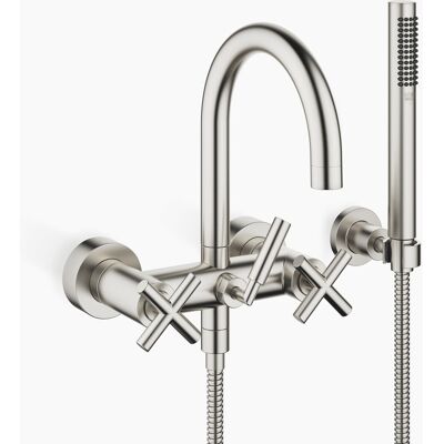 Miscelatore da bagno a parete Dornbracht Tara con set doccia - Platino opaco Miscelatore da bagno a parete Dornbracht Tara con set doccia - Platino opaco