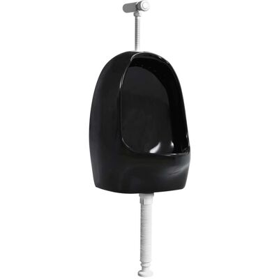 VIDAXL Orinatoio sospeso con sciacquone in ceramica nero - Urinario sospeso VIDAXL Orinatoio sospeso con sciacquone in ceramica nero - Urinario sospeso