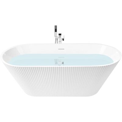BELIANI Vasca Da Bagno Freestanding In Acrilico Con Bordi Scanalati, 170 Cm Bianco Potosi BELIANI Vasca Da Bagno Freestanding In Acrilico Con Bordi Scanalati, 170 Cm Bianco Potosi