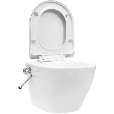 VIDAXL - Toilette Senza Bordo Sospesa Con Funzione Bidet Ceramica Bianca VIDAXL - Toilette Senza Bordo Sospesa Con Funzione Bidet Ceramica Bianca