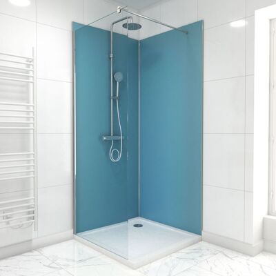 AURLANE Set Di 2 Pannelli Murali In Alluminio Blu 90+90x210 Cm Con Profili Anodizzato Lucido - Wall'it AURLANE Set Di 2 Pannelli Murali In Alluminio Blu 90+90x210 Cm Con Profili Anodizzato Lucido - Wall'it