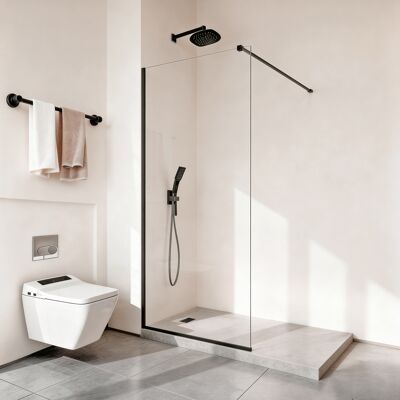 VEVOR Parete Da Doccia Da Bagno, Parete Doccia Angolare 86,4x187 Cm Con Pannello Trasparente Da 8 Mm E Cornice In Alluminio Resistente, Profilo Lucido E Telaio Completo, Per Bagno, Nero Opaco VEVOR Parete Da Doccia Da Bagno, Parete Doccia Angolare 86,4x187 Cm Con Pannello Trasparente Da 8 Mm E Cornice In Alluminio Resistente, Profilo Lucido E Telaio Completo, Per Bagno, Nero Opaco