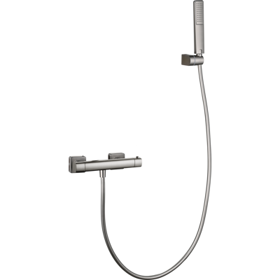 IMEX - Kit Doccia Toscana Termostatico Soffione Quadrato Rubinetteria Doccia Doccetta E Flessibile Serie Toscana Colore Nichel Spazzolato IMEX - Kit Doccia Toscana Termostatico Soffione Quadrato Rubinetteria Doccia Doccetta E Flessibile Serie Toscana Colore Nichel Spazzolato