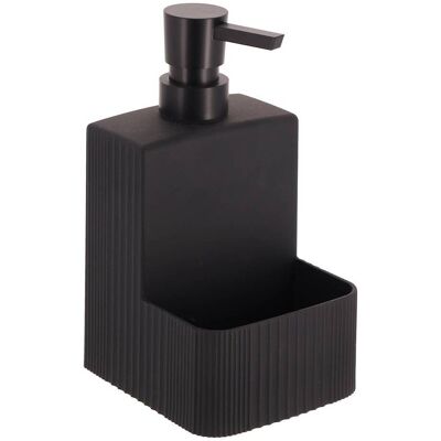 TENDANCE Dosatore Per Detersivo Per Piatti Con Portaspugna Scanalato, 480 Ml, Nero - TENDANCE Dosatore Per Detersivo Per Piatti Con Portaspugna Scanalato, 480 Ml, Nero -