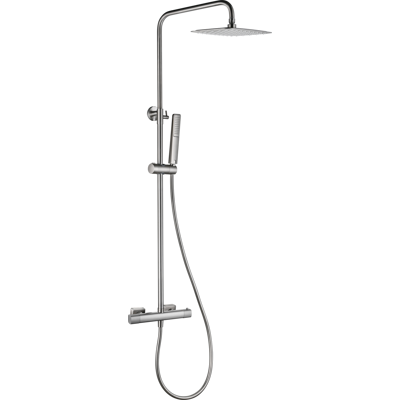 IMEX - Set Doccia Firenze Termostatico Soffione Quadrato Doccia A Pioggia Doccetta E Flessibile Serie Firenze Colore Nichel Spazzolato IMEX - Set Doccia Firenze Termostatico Soffione Quadrato Doccia A Pioggia Doccetta E Flessibile Serie Firenze Colore Nichel Spazzolato