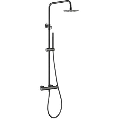IMEX - Set Doccia Bless Termostatico Soffione Rotondo Doccia A Pioggia Doccetta E Flessibile Serie Bless Colore Black Gun Metal IMEX - Set Doccia Bless Termostatico Soffione Rotondo Doccia A Pioggia Doccetta E Flessibile Serie Bless Colore Black Gun Metal