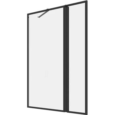 Unique Parete Per Vasca Da Bagno Nero Opaco Stile Industriale Semi-pivotante 100 X 140 Cm Vetro Temperato - Bradenton Unique Parete Per Vasca Da Bagno Nero Opaco Stile Industriale Semi-pivotante 100 X 140 Cm Vetro Temperato - Bradenton