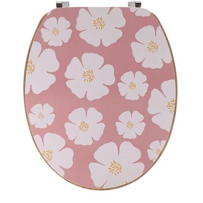 TENDANCE Sedile Wc In Mdf Da 18 Pollici, Coperchio Di Design Stampato, Seduta Effetto Bambù, Fissaggi In Acciaio Inossidabile - Flower Power - TENDANCE Sedile Wc In Mdf Da 18 Pollici, Coperchio Di Design Stampato, Seduta Effetto Bambù, Fissaggi In Acciaio Inossidabile - Flower Power -
