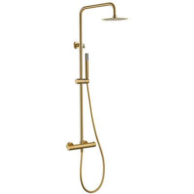 IMEX - Set Doccia Bless Termostatico Soffione Rotondo Doccia A Pioggia Doccetta E Flessibile Serie Bless Colore Oro Spazzolato IMEX - Set Doccia Bless Termostatico Soffione Rotondo Doccia A Pioggia Doccetta E Flessibile Serie Bless Colore Oro Spazzolato