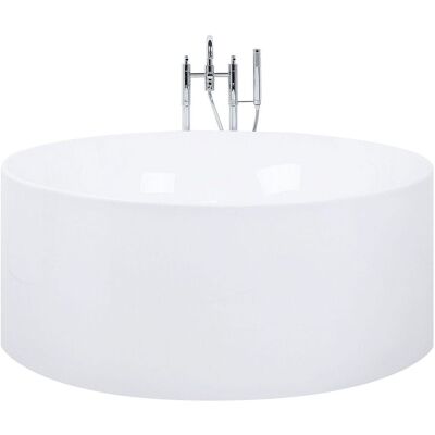 BELIANI Vasca Da Bagno Freestanding Acrilico Sanitario Bianco Rotonda 140 Cm Ibiza BELIANI Vasca Da Bagno Freestanding Acrilico Sanitario Bianco Rotonda 140 Cm Ibiza