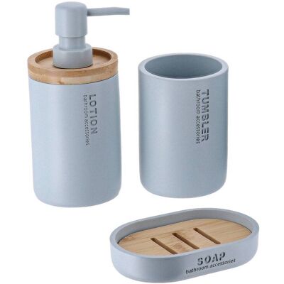 TENDANCE Set Dispenser E Portasapone In Poliresina - Bambù Azzurro - TENDANCE Set Dispenser E Portasapone In Poliresina - Bambù Azzurro -