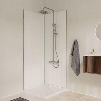 AURLANE Set Di 2 Pannelli Murali In Alluminio Bianco 90x210 Cm E Profili Cromati - Wall'it AURLANE Set Di 2 Pannelli Murali In Alluminio Bianco 90x210 Cm E Profili Cromati - Wall'it