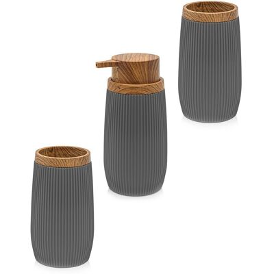 INBAGNO Set Accessori Bagno In Plastica Grigio Con Dispenser Sapone E Due Portaspazzolini Blob INBAGNO Set Accessori Bagno In Plastica Grigio Con Dispenser Sapone E Due Portaspazzolini Blob