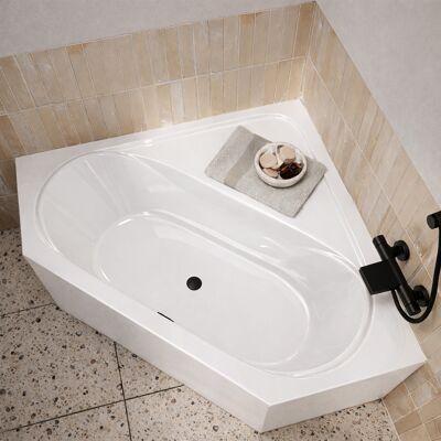 AURLANE Vasca Da Bagno Angolare 140x140x54 Cm - 100% Acrilico Bianco Lucido AURLANE Vasca Da Bagno Angolare 140x140x54 Cm - 100% Acrilico Bianco Lucido