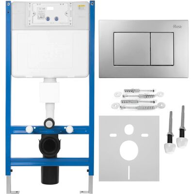 REA Telaio Da Incasso Per Wc Sospesi K011a-q Con Placca Di Comando J Satin REA Telaio Da Incasso Per Wc Sospesi K011a-q Con Placca Di Comando J Satin