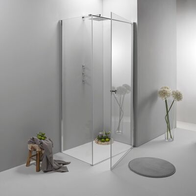Elite Box Doccia Angolare 80x70 Cm Porta Battente Con Lato Fisso Trasparente Elite Box Doccia Angolare 80x70 Cm Porta Battente Con Lato Fisso Trasparente
