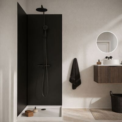 AURLANE Set Di 2 Pannelli Murali In Alluminio Nero 90x210 Cm E Profili Neri - Wall'it AURLANE Set Di 2 Pannelli Murali In Alluminio Nero 90x210 Cm E Profili Neri - Wall'it