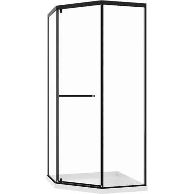 Unique Parete Doccia Pentagonale Con Piatto Per Doccia 80 X 80 X 195 Cm Nero Opaco - Cristelio Unique Parete Doccia Pentagonale Con Piatto Per Doccia 80 X 80 X 195 Cm Nero Opaco - Cristelio