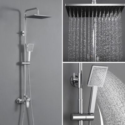 AURALUM - Colonna Doccia con Miscelatore Cromo - Soffione 190x292mm - 900-1240mm - Shower Column AURALUM - Colonna Doccia con Miscelatore Cromo - Soffione 190x292mm - 900-1240mm - Shower Column