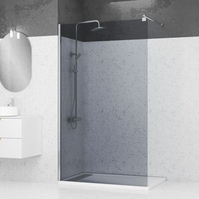 AURLANE Parete Doccia In Vetro Fumè 120x200cm - Barra Di Supporto Estensibile E Profilo Cromato AURLANE Parete Doccia In Vetro Fumè 120x200cm - Barra Di Supporto Estensibile E Profilo Cromato