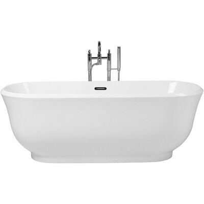 BELIANI Vasca Da Bagno Freestanding In Acrilico Sanitario Bianco Ovale 170 X 77 Cm Tesoro BELIANI Vasca Da Bagno Freestanding In Acrilico Sanitario Bianco Ovale 170 X 77 Cm Tesoro