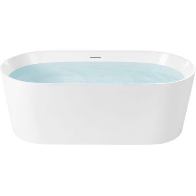 BELIANI Vasca Da Bagno Moderna Freestanding In Acrilico Bianco Forma Ovale Sistema Di Troppo Pieno 167 Cm Restinga BELIANI Vasca Da Bagno Moderna Freestanding In Acrilico Bianco Forma Ovale Sistema Di Troppo Pieno 167 Cm Restinga