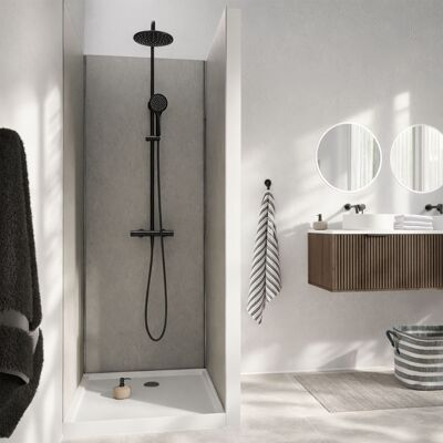 AURLANE Set Di 3 Pannelli Murali Pietra Light Grey 90x210 Cm E Profili Cromati - Stone'it AURLANE Set Di 3 Pannelli Murali Pietra Light Grey 90x210 Cm E Profili Cromati - Stone'it