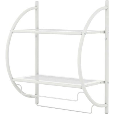 HELLOSHOP26 Mensola Da Bagno A Parete 45 X 25,5 X 55 Cm Con 2 Ripiani E 2 Portasciugamani In Ferro Cromato Bianco 200012067 HELLOSHOP26 Mensola Da Bagno A Parete 45 X 25,5 X 55 Cm Con 2 Ripiani E 2 Portasciugamani In Ferro Cromato Bianco 200012067