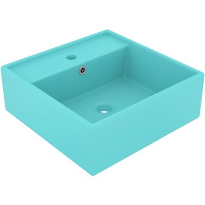 vidaXL Lavabo di lusso con troppo pieno quadrato opaco verde chiaro 41x41 cm ceramica - Lavabo bagno vidaXL Lavabo di lusso con troppo pieno quadrato opaco verde chiaro 41x41 cm ceramica - Lavabo bagno