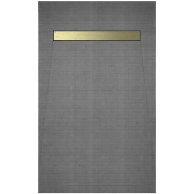 AURLANE Piatto Doccia Da Rivestire 160×90cm Con Scarico Lineare - Griglia Oro Spazzolato E Piletta AURLANE Piatto Doccia Da Rivestire 160×90cm Con Scarico Lineare - Griglia Oro Spazzolato E Piletta