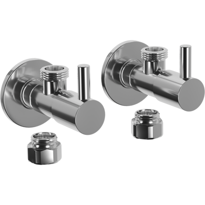 Bernstein - Valvola Angolare Di Design 2 Pezzi Cromo Massiccio Attacco 3/8' Con Rosone 7009 Bernstein - Valvola Angolare Di Design 2 Pezzi Cromo Massiccio Attacco 3/8' Con Rosone 7009