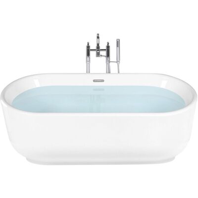 BELIANI Vasca Da Bagno Freestanding Acrilico Sanitario Bianco Lucido Ovale Pinel BELIANI Vasca Da Bagno Freestanding Acrilico Sanitario Bianco Lucido Ovale Pinel