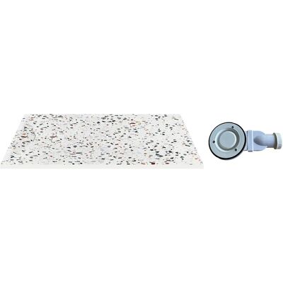 Unique Piatto Doccia Ultra Sottile Da Appoggio O Da Incasso Rifilabile 140 X 90 Cm In Resina Smc Con Sifone Effetto Terrazzo Bianco - Mirnosa Unique Piatto Doccia Ultra Sottile Da Appoggio O Da Incasso Rifilabile 140 X 90 Cm In Resina Smc Con Sifone Effetto Terrazzo Bianco - Mirnosa