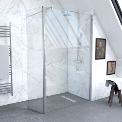 AURLANE Pack Parete Doccia A Filo Pavimento - 120x200 Cm Vetro 6 Mm + Barra Di Fissaggio Accorciabile AURLANE Pack Parete Doccia A Filo Pavimento - 120x200 Cm Vetro 6 Mm + Barra Di Fissaggio Accorciabile