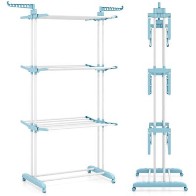 HELLOSHOP26 Stendibiancheria Pieghevole 127 X 63 X 171 Cm Grande Capacità Antiruggine Con Ruote Design Moderno Metallo Bianco 200014825 HELLOSHOP26 Stendibiancheria Pieghevole 127 X 63 X 171 Cm Grande Capacità Antiruggine Con Ruote Design Moderno Metallo Bianco 200014825