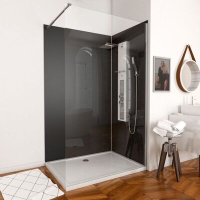 AURLANE - Kit Pannelli Murali In Alluminio Nero 120+90 - Profili Cromati + Piatto Doccia In Acrilico 120x90 AURLANE - Kit Pannelli Murali In Alluminio Nero 120+90 - Profili Cromati + Piatto Doccia In Acrilico 120x90