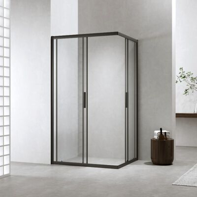 Elite Cabina Doccia 80x100 Cm H190 Scorrevole Profili Nero Opaco Vetro 6 Mm Trasparente Neat Elite Cabina Doccia 80x100 Cm H190 Scorrevole Profili Nero Opaco Vetro 6 Mm Trasparente Neat