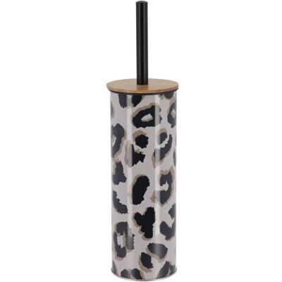 TENDANCE Spazzola Per Wc In Metallo Con Coperchio In Legno Di Acacia Con Motivo Serengeti - TENDANCE Spazzola Per Wc In Metallo Con Coperchio In Legno Di Acacia Con Motivo Serengeti -