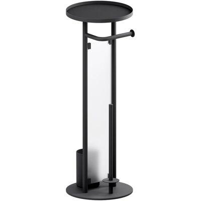 AQUASANIT Piantana Porta Scopino Con Porta Rotolo Con Vetro Nera – Serie Cleo AQUASANIT Piantana Porta Scopino Con Porta Rotolo Con Vetro Nera – Serie Cleo